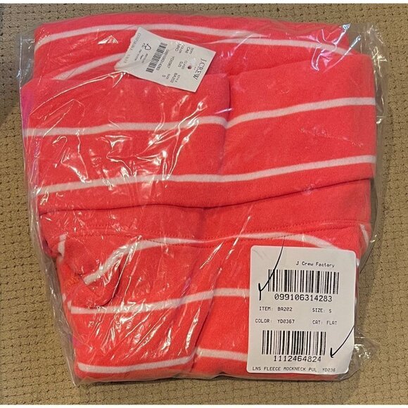 J. Crew Factory Striped mockneck sweatshirt cloudspun fleece BA202 S - Picture 3 of 4